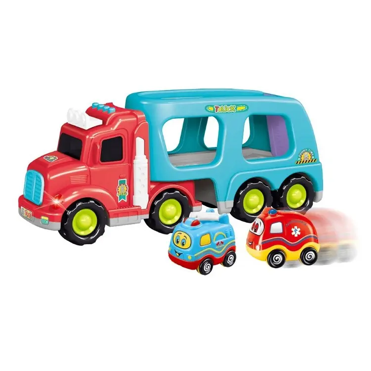 Transportador inercial deslizante de fricción para niños, coche de dibujos animados, tractor de plástico, juguetes, camión de juguete con música ligera, nuevo diseño