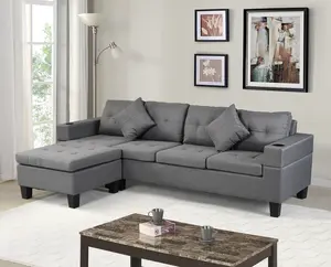 Divano componibile convertibile Ciaosleep, divano a forma di L con tessuto di lino moderno per soggiorno piccolo