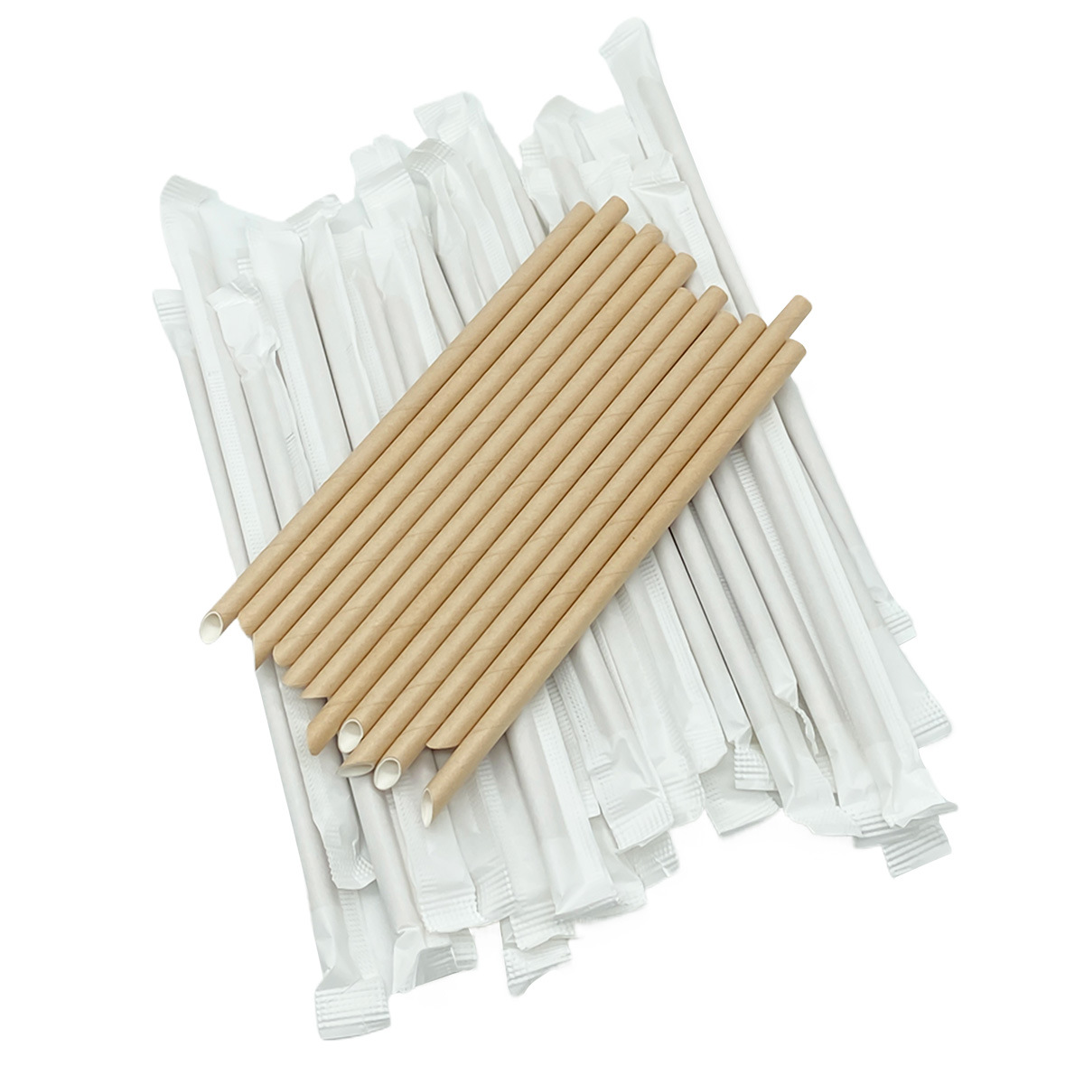 6*150MM Brown Kraft Paper Straw Soy Milk Coffee Shake Independent Packaging Cocktail Straws Paper Straw With sharp Slant End