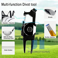Nouvel Outil de Réparation de Divots de Golf Multifonctionnel 2026 Personnalisé avec Clip et Brosse pour Marqueur de Balle de Golf