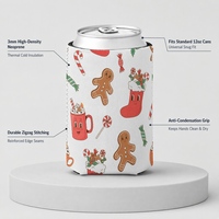 Manchon isotherme pour canette de Noël, motif Bonhomme de pain d'épices et Canne en sucre, support isolant pour bière et boissons, idéal pour les fêtes et comme cadeau