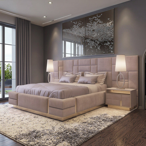 Kerangka tempat tidur kulit berumbai set kamar tidur utama gaya Eropa furnitur kamar tidur apartemen desain mewah kerajaan Perancis - Product Image 5