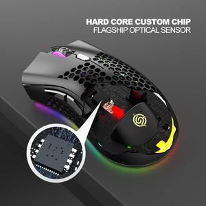 เมาส์เกมมิ่งไร้สายสำหรับแล็ปท็อป RGB รูปทรงตามหลักสรีรศาสตร์ น้ำหนักเบา 2.4G 1600Dpi 6 ปุ่ม เงียบ ชาร์จได้ ปรับแต่งได้ OEM สำหรับพีซีพกพา - Product Image 4