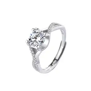 High Quality Fine Jewellery 925 Sterling Silver Design Wedding 0.5Ct 1Ct Moissanite Diamond Engagement Rings Women