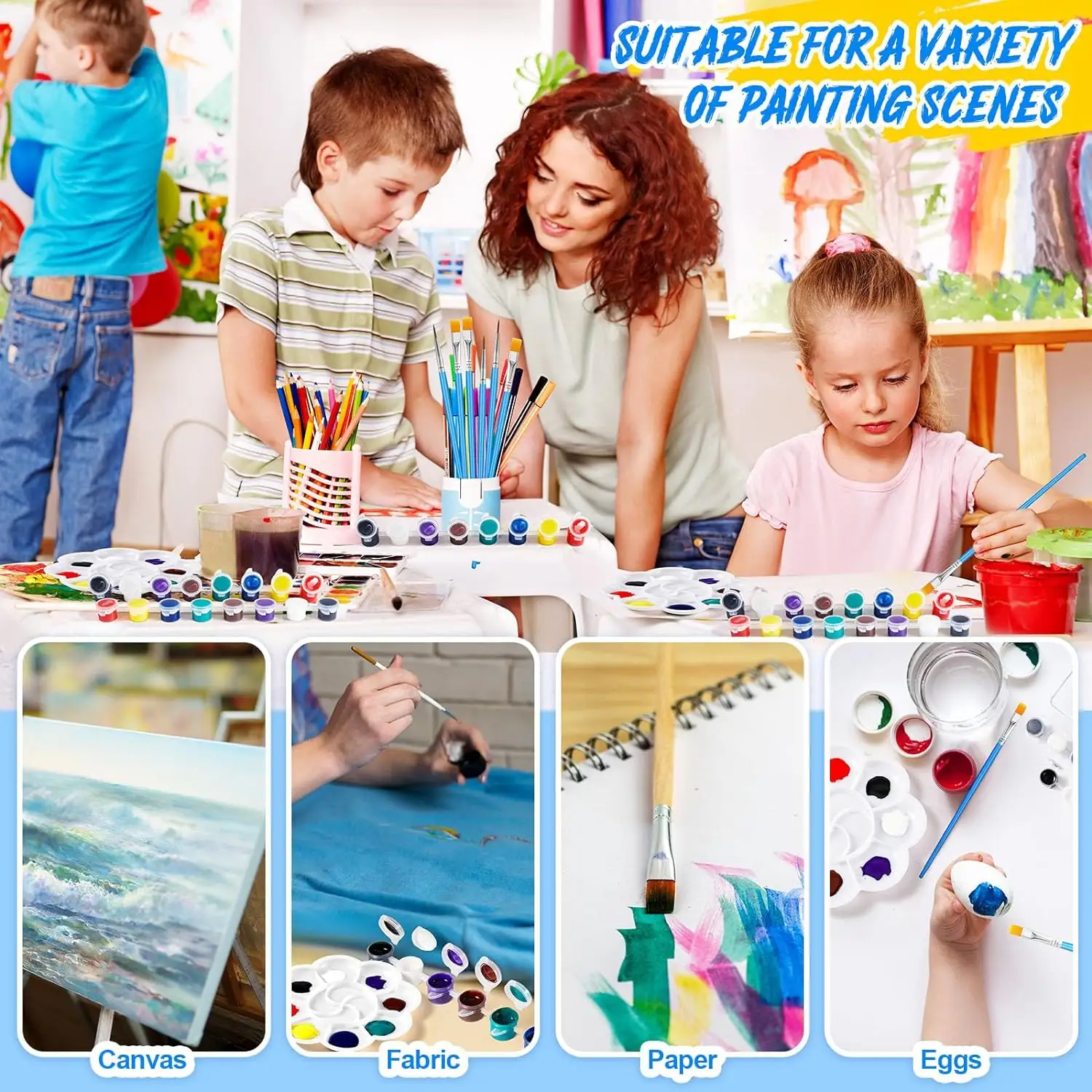 24 Set Acrylfarben Kits für Kinder Erwachsene waschbare Kunsthandwerk Party-Lieblinge gefüllte Farbstreifen Pinsel Paletten Großhandel