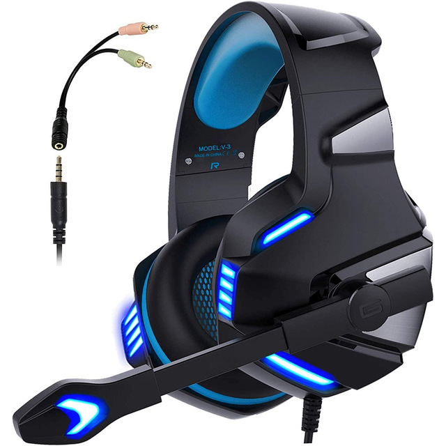 V3 Computer Headset Head-mounted Wired Gaming Headset Desktop Notebook Headphone with Microphone