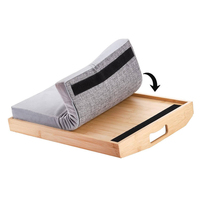 Groothandel Huis Bed & Breakfast Serveerschaal Draagbare Laptop Bureau Bamboe Lap Tray met Afneembaar Kussen