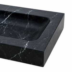 อ่างล้างมือแบบติดผนังหินธรรมชาติหรูหราจาก Poulars Wholesale พร้อมฐานหินอ่อน Nero Marquina - Product Image 3