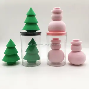 Yalina Fabrik weichen latex freien Baum und Schneemann Weihnachten Make Up Cosmetic Puff Beauty Schwamm Mixer Weihnachten Make-up Schwamm