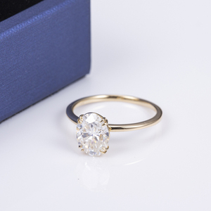 Anel de Noivado em Ouro Sólido 18K 14K <span class=keywords><strong>10K</strong></span> MSR-497 com Moissanite Oval 6*8mm para Mulheres - Product Image 2
