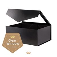 Boîte cadeau de Noël en carton rigide, emballage magnétique personnalisé, matériaux recyclés, couverture transparente en feuille métallisée, étanche, portable