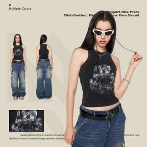 Kadın Retro baharat kızlar dış sıkı yelek kaşkorse kadınlar 2024 yaz yeni Tops - Product Image 1