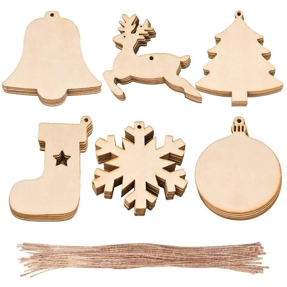 2021 DIY benutzer definierte Holz schnitzerei Kunst Baum hängen Dekor Ornamente Handwerk Holz Weihnachts dekoration Lieferungen