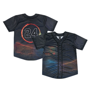 Maillot de baseball personnalisé avec impression numérique par sublimation, col en V à boutons, streetwear tendance, uniforme de baseball doux pour équipe - Product Image 5