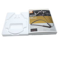 Boîte d'emballage en papier d'art recyclé personnalisé pour écouteurs/écouteurs en carton kraft à clapet plat avec design en relief