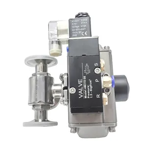 DN80 Food Grade Pneumatic Stainless Steel T Port Normal Clamping Three Ways Ball Valves