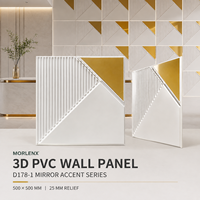 Panel Dinding PVC 3D Geometris Bergaris Emas Putih MORLENX D178 1 500x500mm, Dekorasi Interior untuk Rumah, Hotel, Kantor