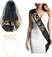 2024 best-seller enterrement de vie de jeune fille mariée à être Kits mariée mariage voile Satins ceinture et couronne diadèmes ensemble décorations accessoire
