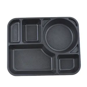 Disposable Plastic Bento Lunch Box SM3-1111 5 Compartments Plastic Bento Storage Lunch Disposable Food Container Box