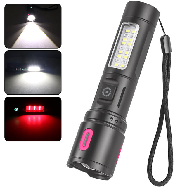 Portable USB Rechargeable LED Tactical Flashlight High Power Aluminum Torch with 800 Meters Range for Camping & Outdoor Use