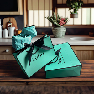 定制豪华礼品纸袋，带标志丝带，用于服装珠宝和化妆品包装，用于购物和工艺品 - Product Image 3