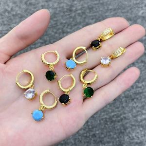 Pendientes de Aro JXX Chapados en Oro de 24K con Circonitas de Colores de Moda para Mujer, Precio al por Mayor para Regalo, Material Principal Latón - Product Image 1