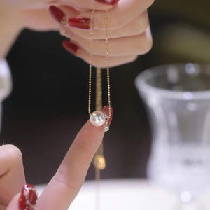 WENCHI S925 Bracelet-collier en argent pur avec perles DIY et fermoir à clip en or et argent, modèle 10640 - Product Image 2