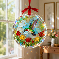Ornement suspendu en verre cristal de style floral personnalisé, ornement décoratif en verre cristal, pendentif tulipe pour décoration de cadeau de fête