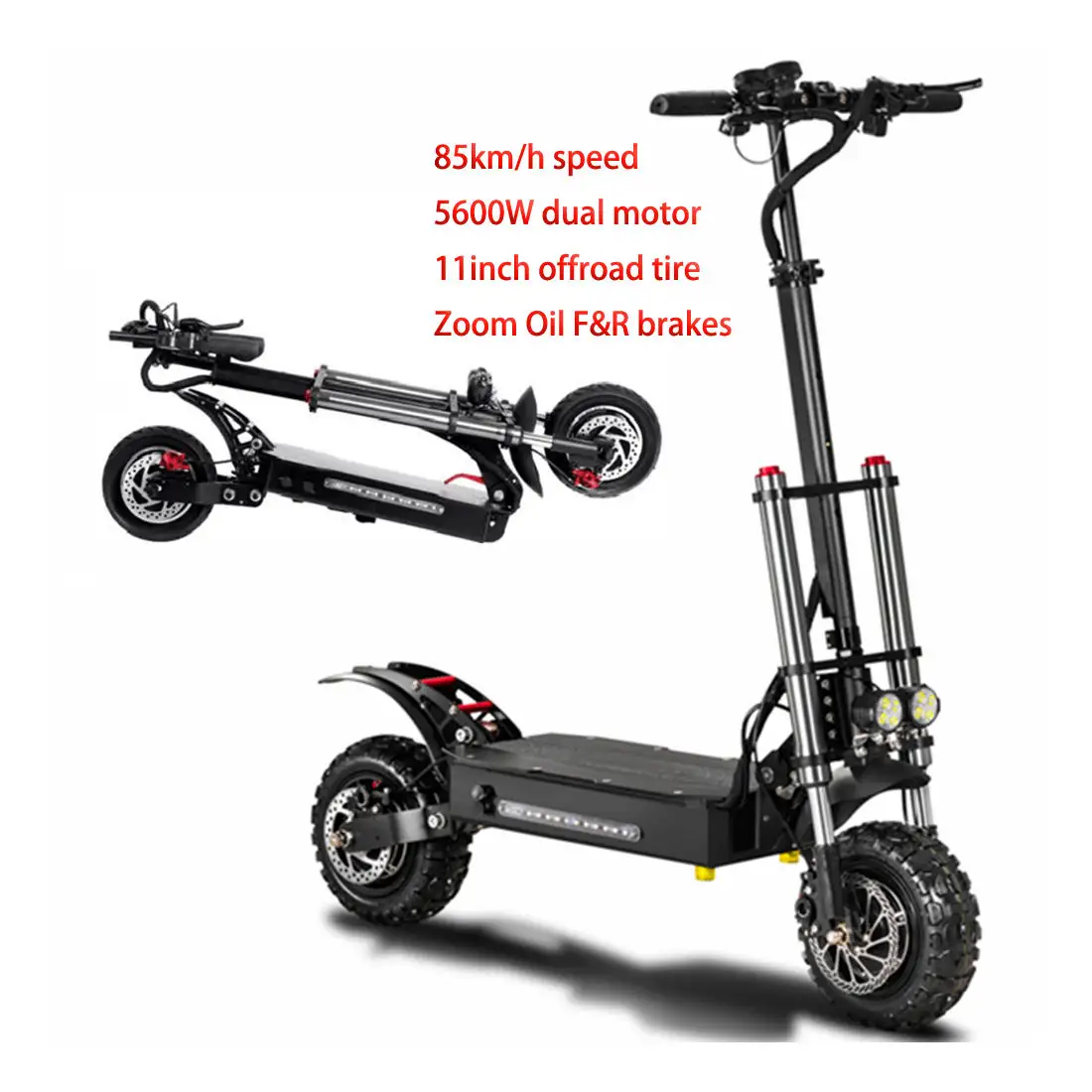 Factory Direct Explorers Fastest Powerful Motor 5600w 60v 85km Electric Scooter Big Wheel 11 Inch Dual Motor Electric Scooter