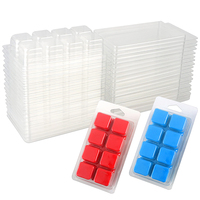 Boîte de présentation en plastique transparent à 8 cavités pour cubes de cire parfumée, emballage en forme de coquille pour bougies