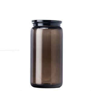 US Warehouse <b>Clear</b> Transparent Colored Jelly 16oz 20oz Plastic Acrylic Cans Soda Beer Can Cup With Colorful PP <b>Lids</b> - Product Image 3