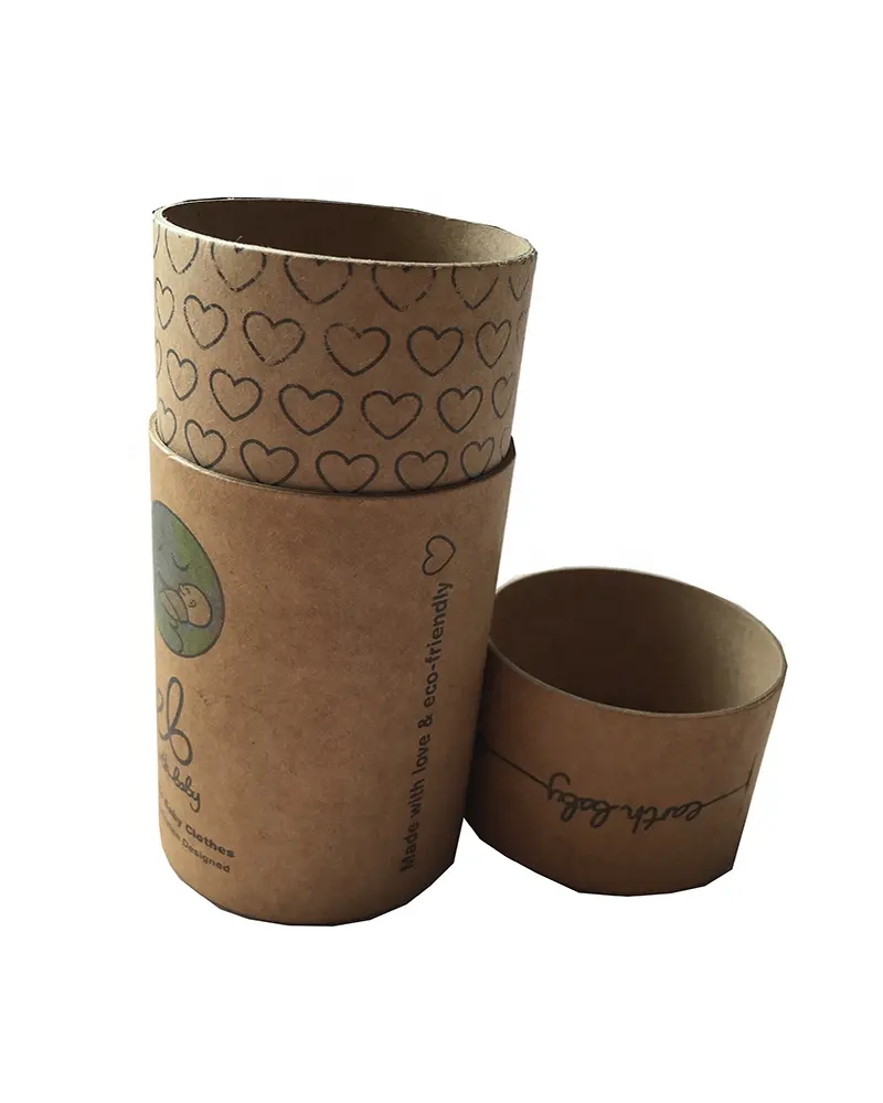 Caja de embalaje de tubo de papel kraft, embalaje personalizado de cartón para tazas de café