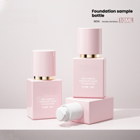 Flacon de voyage portable carré pour fond de teint liquide et correcteur 10 ml, avec bouchon en verre et pompe à lotion sérigraphiée, emballage cosmétique pour échantillons