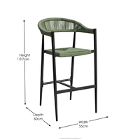 Chaises de bar OSMEN JENNIFER en aluminium, modernes, pour l'extérieur, avec tressage en corde, pour jardin, cour