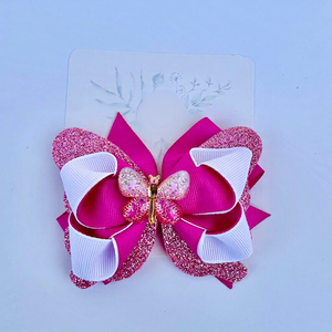 Elegante Handgemachte Kinder-Haarschleife im Süßen Stil mit Schmetterling, Glitzer, Satinband und Ripsband, Alligator-Clip für Partys, Kartonverpackung - Product Image 2