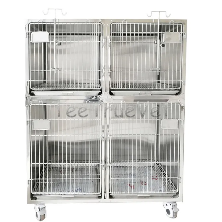 Full round corner4 door cage with grill & pan stainless steel dog cage SUS304 for veterinary Type C