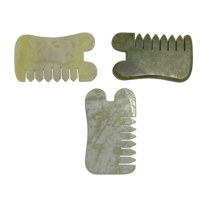 Couleur verte Huizhou fabricant logo personnalisé xiuyan pierre soins du cuir chevelu peigne de jade pour le visage - Product Image 3