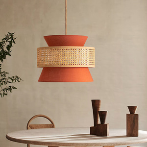 Rattan Woven Chandelier E27 Round Pendant <b>Light</b> For <b>Dining</b> Room Nordic Style Lighting Fixture - Product Image 1