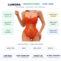 Europe Amérique ODM LUMORA Ensemble de lingerie féminine en maille transparente, dentelle séduisante, avec string de séduction, pour l'entretien et le lavage à la main
