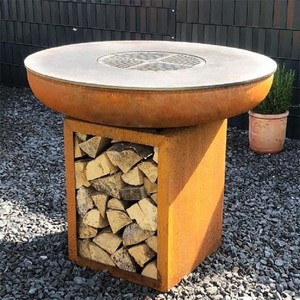 Brasero et barbecue au charbon de bois en acier corten résistant à la corrosion pour jardin extérieur - Product Image 1