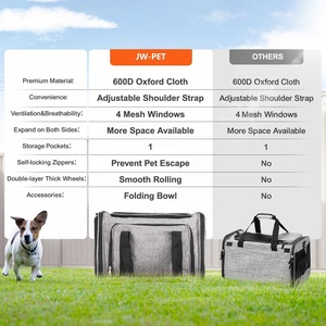 Havayolu onaylı seyahat Tote bagaj yumuşak taraflı pembe kedi köpek küçük ve orta köpekler kediler için ayrılabilir tekerlekler ile evcil hayvan taşıyıcı - Product Image 6