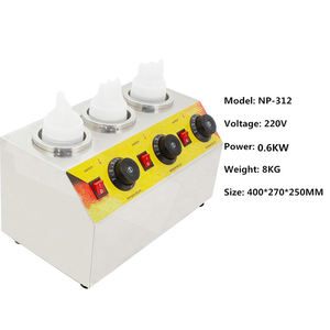 Chauffe-biberon commercial en acier inoxydable 3 bouteilles pour sauce au chocolat, au fromage, au beurre et aux huîtres - Product Image 6