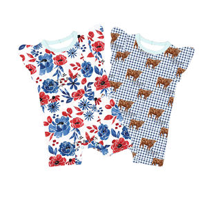 Ropa Infantil para el 4 de Julio, Ropa de Bebé de Alta Calidad, Monos con Mangas con Volantes y Estampado Floral, Venta al por Mayor - Product Image 1