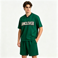 T-shirts pour hommes AMLClever, col en V, rayures de football, manches courtes, contraste de couleurs, t-shirt unisexe léger pour l'extérieur, logo personnalisé DTF DTG OEM