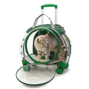 Portable Backpack Clear View Trolley Dog Cat House Wheeling Suitcase for Pet Travel Transparent Case Pet Carrier