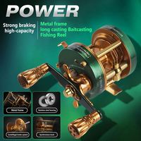 ORJD Moulinet de pêche Baitcasting pour saumon truite appât coulée CNC métal rétro vert jigging bateau à la traîne tambour moulinets de pêche