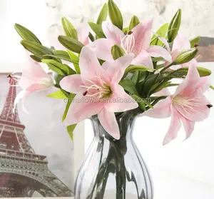 Bouquet de fleurs artificielles en latex, fausse plante, lys en pu, pour une décoration de mariage, fcp 1007
