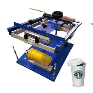 Manual Paper Cup Screen Printing Machine, Plastic Bottle Round , Curved Cylinder Type Round Screen Printing Machine