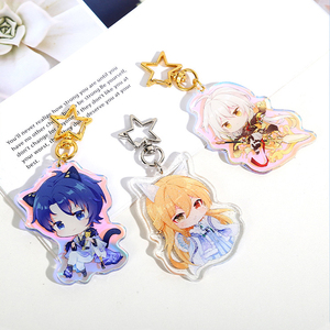 Customizable Double Sided Holographic Star <b>Keychain</b> Printable Epoxy Acrylic Carabiner Light Plastic Keycharm Design Your Own Key - Product Image 2