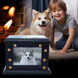 El yapımı masif çam ağacından evcil hayvan urnu, fotoğraf çerçevesi tarzı, köpek/kedi külleri için anma, cenaze, yakma hatırası, Çin malı. - Product Image 5